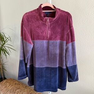 Charter Club 2X Colorblock Velour 1/4 Zip Pullover Sweatshirt Y2K Normcore